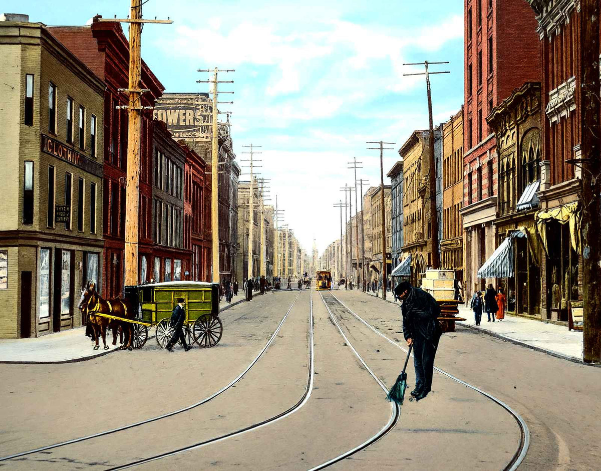 Washington St Looking West, New Castle, PA vintage print