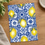 Pattern of Yellow Lemons Blue and White Tiles by Rino Luna Art Print Wall Decor