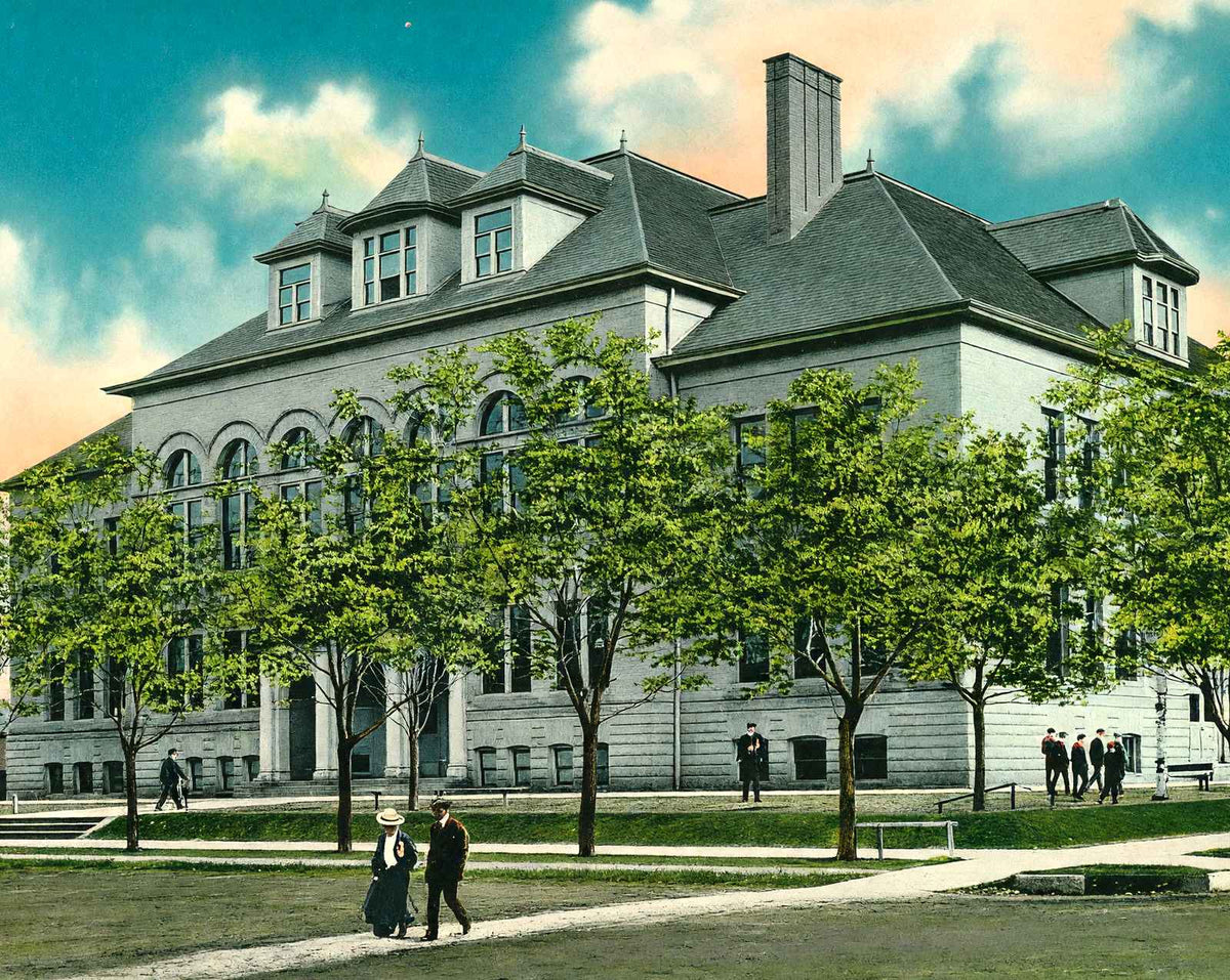 High School, Sheboygan, WI in 1907 vintage print