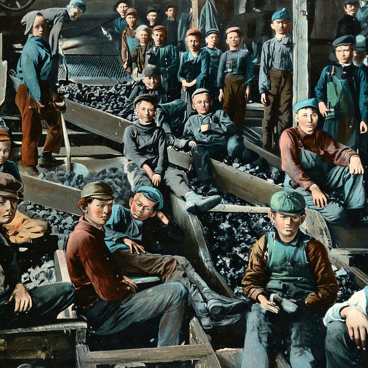 Coal Mining Breaker Boys at Work in 1907 vintage print