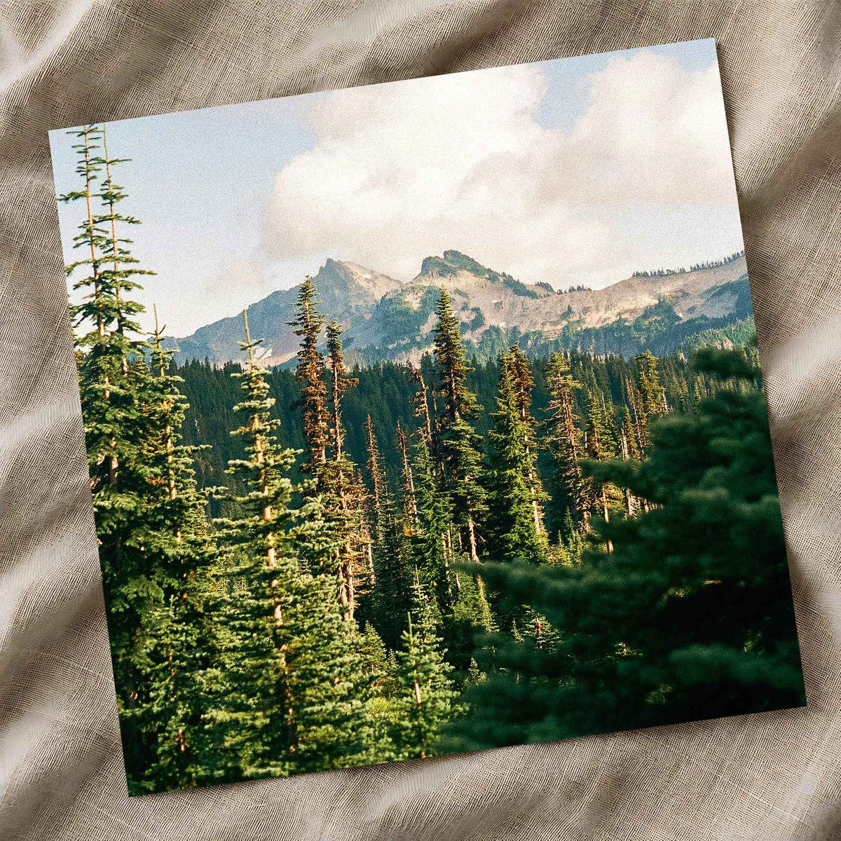 Forest and Mountains under a Cloudy Sky by Hans Photo Print Wall Decor