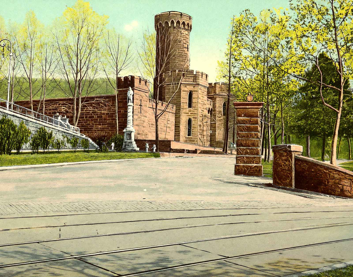 Entrance to City Park, Reading, PA in 1907 vintage print