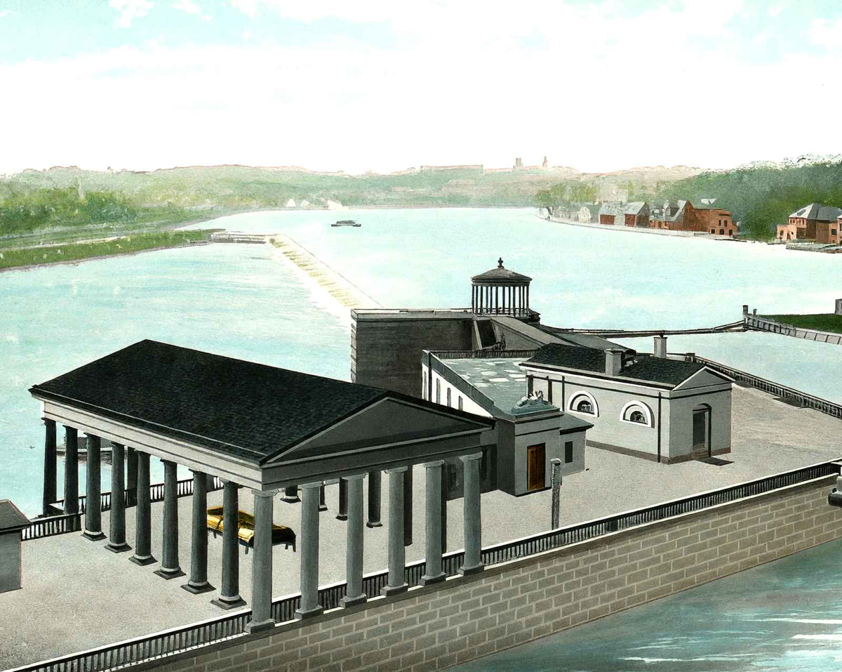 Fairmount Waterworks, Philadelphia PA in 1906 vintage print