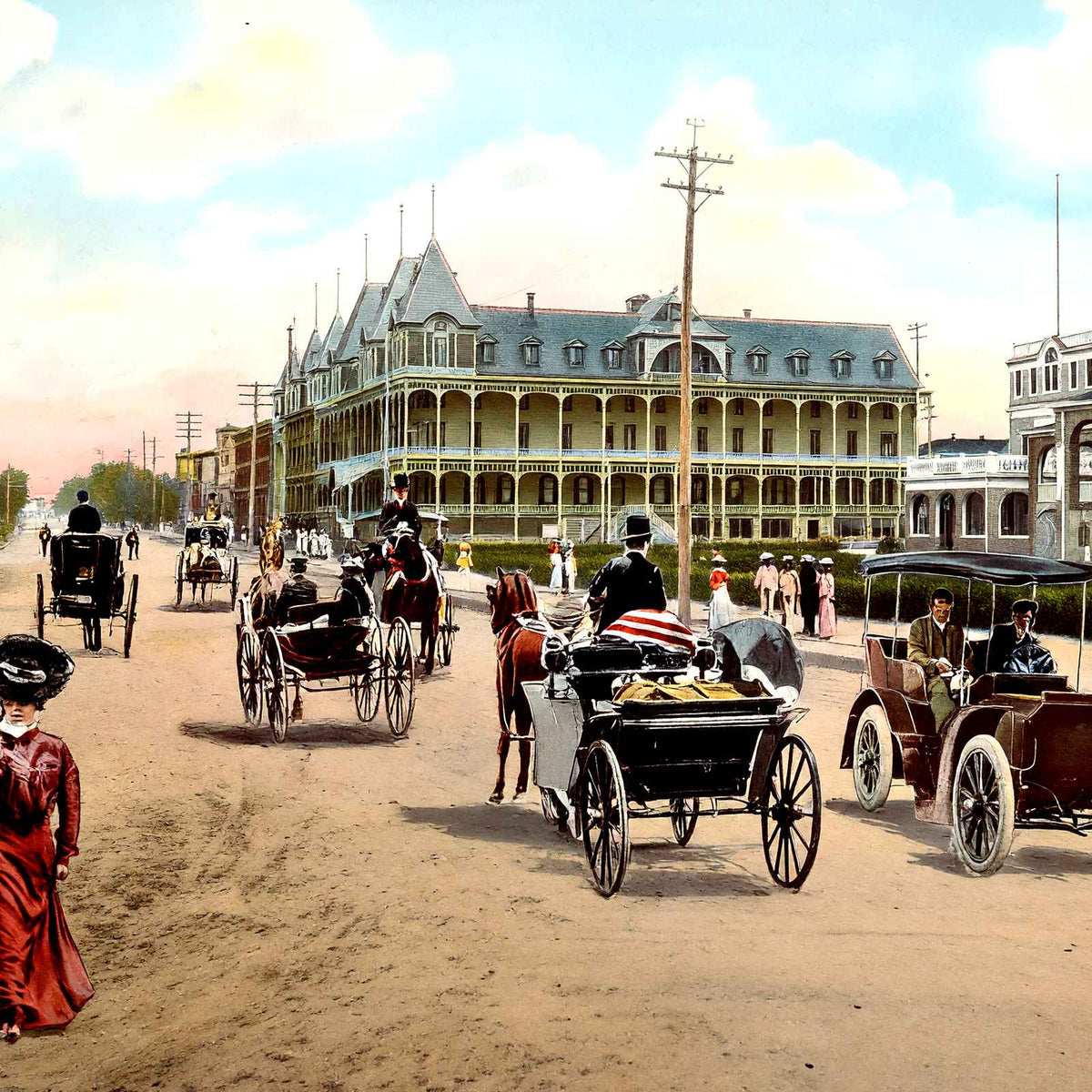 Asbury Avenue, Asbury Park, NJ in 1905 vintage print