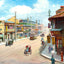 Nanking at Chekiang Road, Shanghai, China vintage print