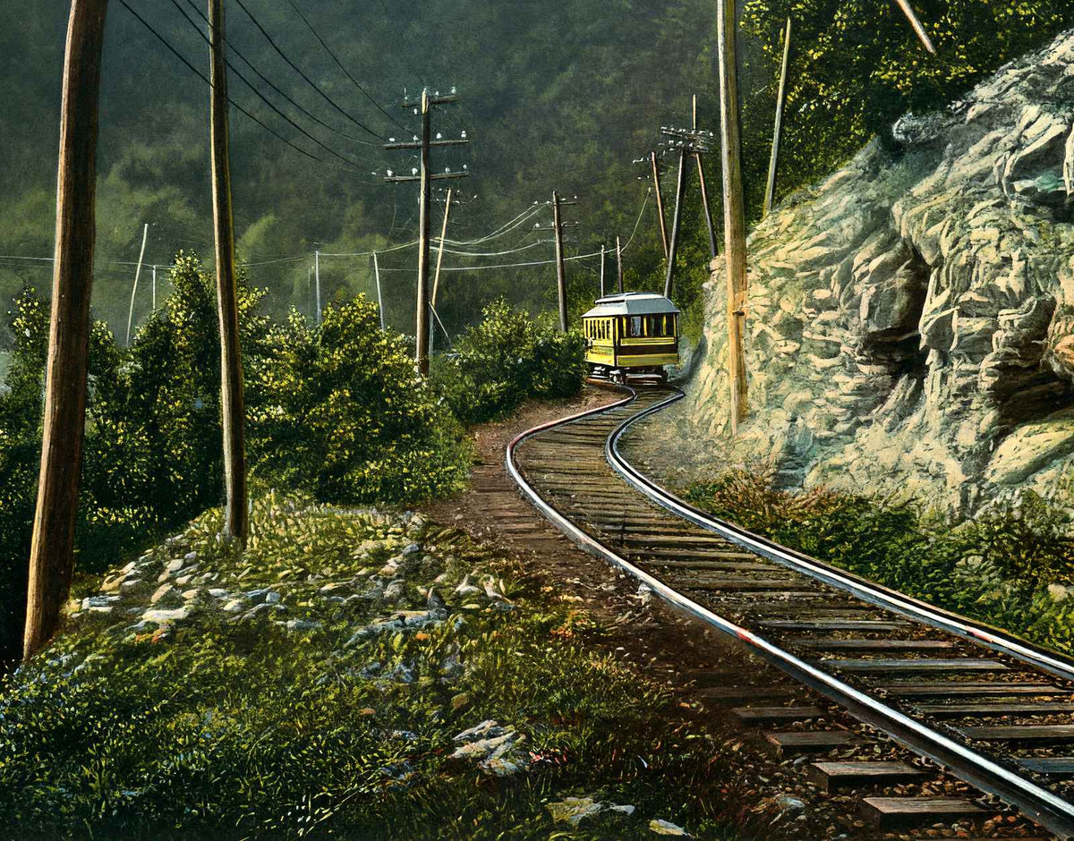 Car on Neversink Mountain, Reading PA 1907 vintage print