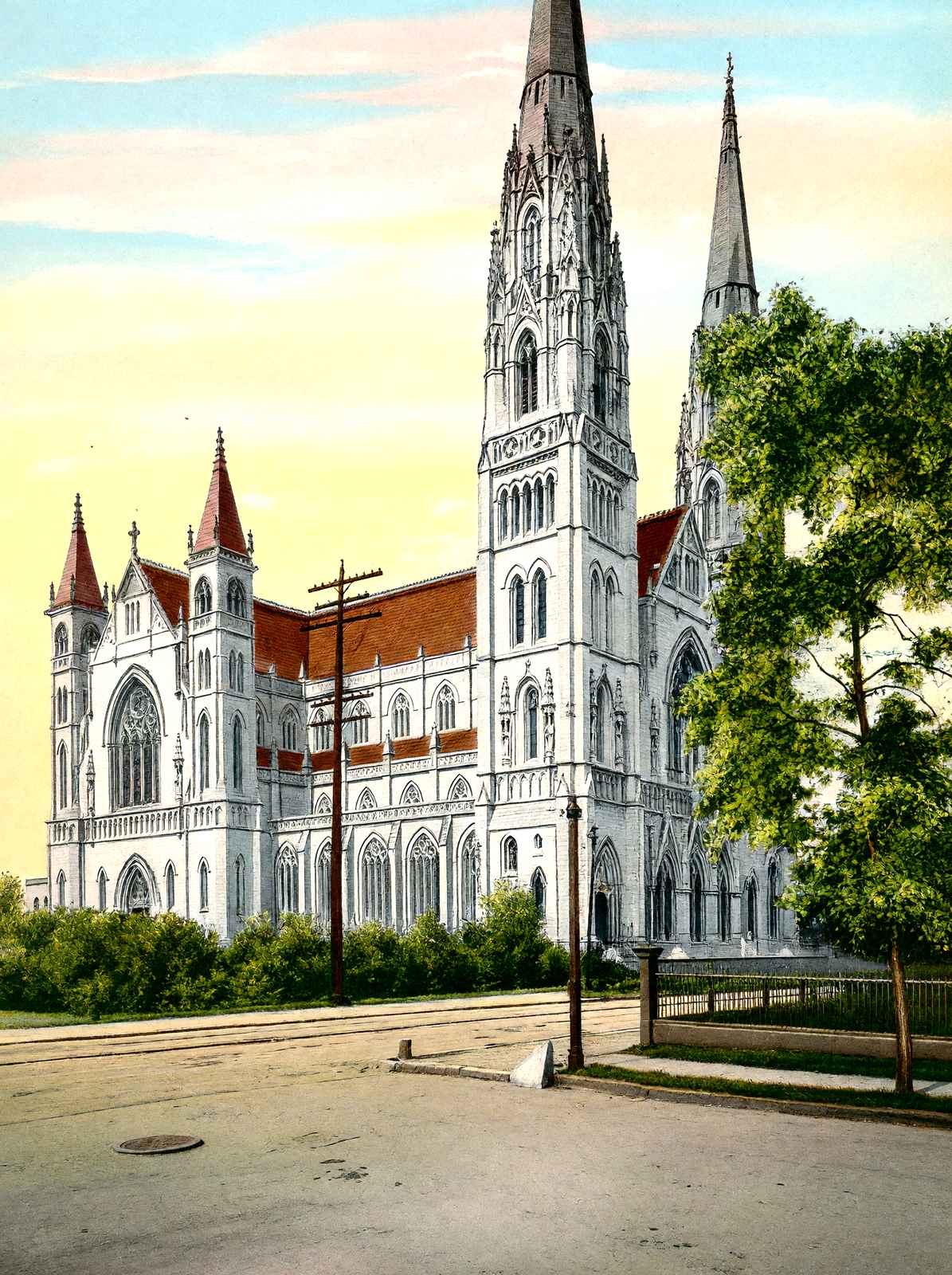 St Pauls Cathedral, Pittsburgh PA in 1906 vintage print