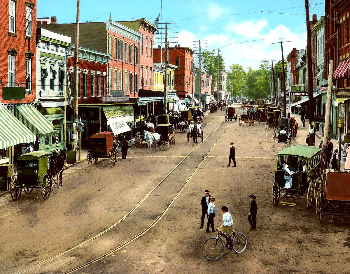 Broad Street, Red Bank, NJ in 1906 vintage print