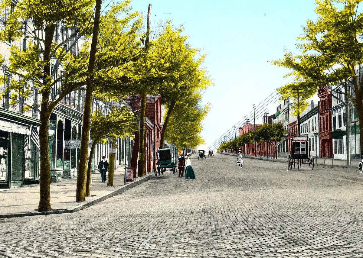 Broad Street, Bethlehem PA in 1912 vintage print