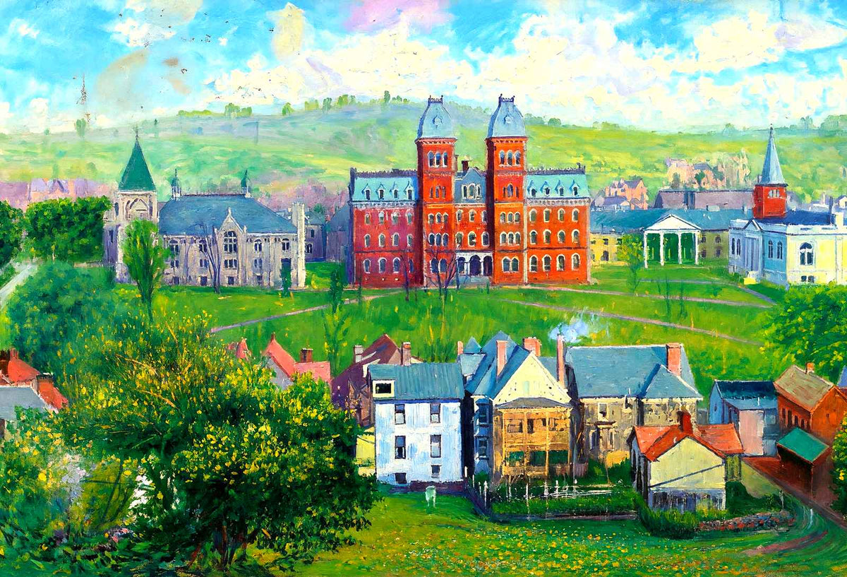 W & J College, Washington, PA in 1909 painting