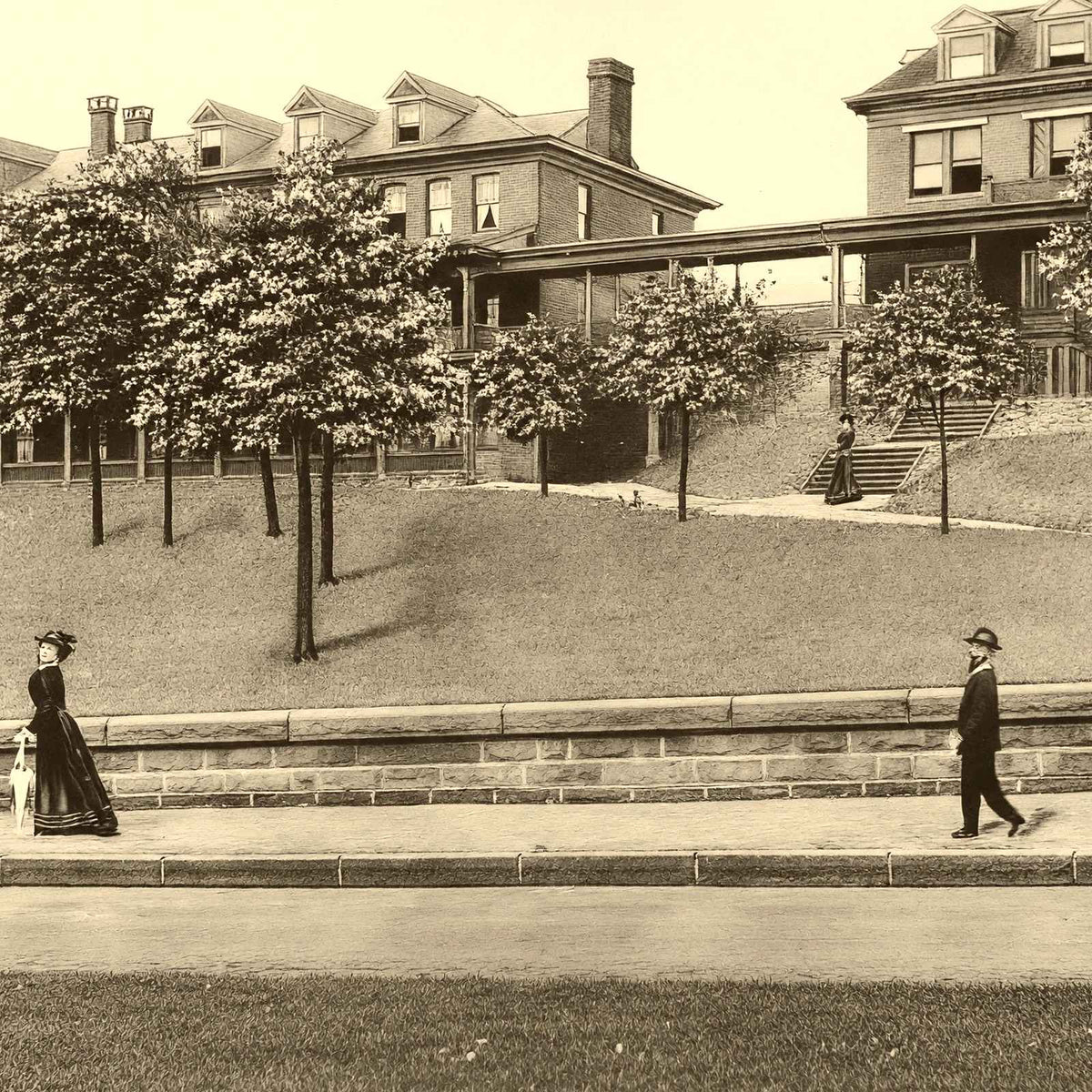 Altoona Hospital and Nurses' Home, PA 1908 restored photo print