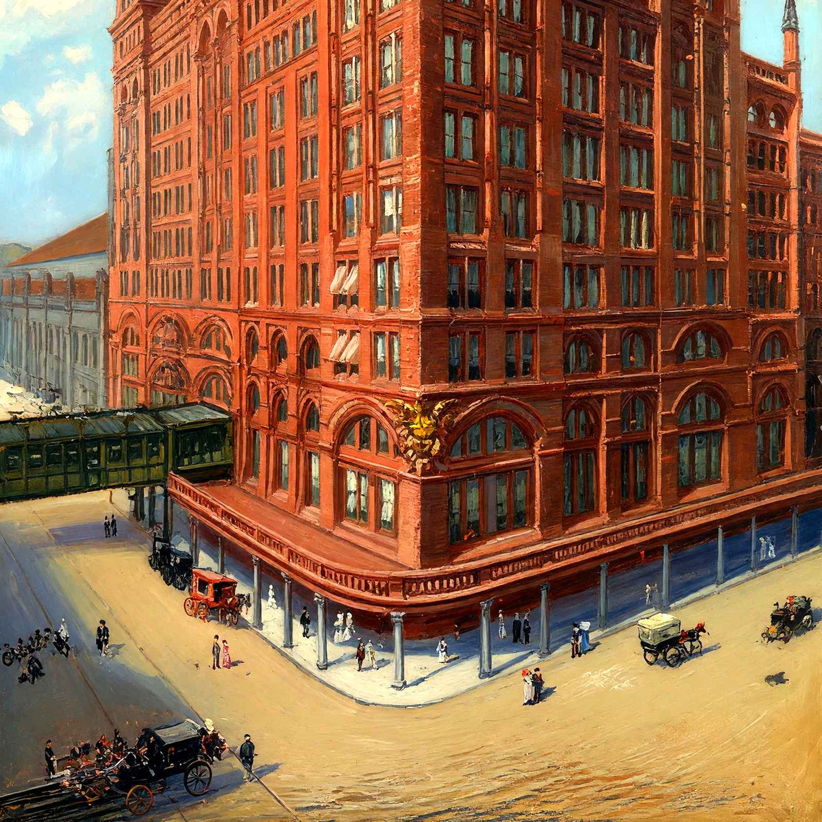 Penn RR Depot, Philadelphia PA in 1906 painting
