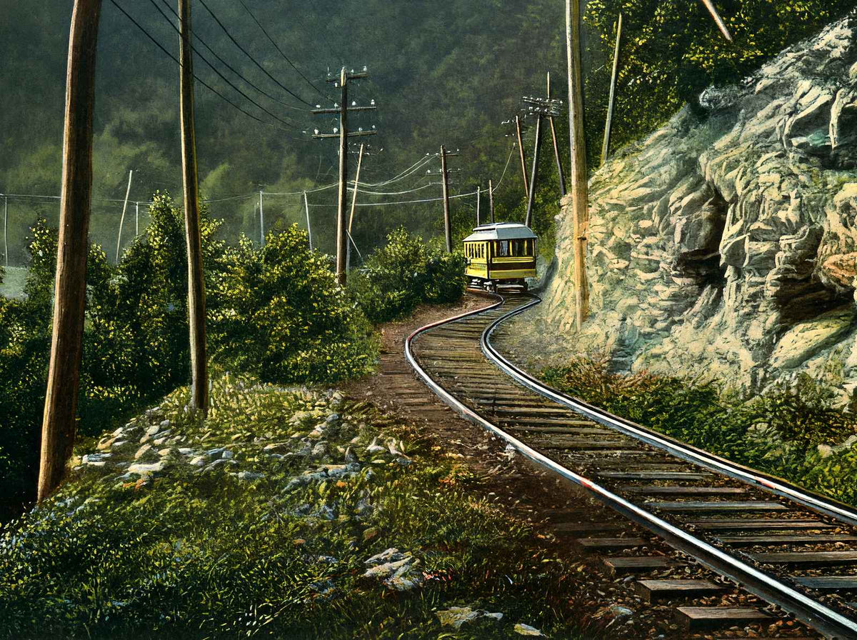 Car on Neversink Mountain, Reading PA 1907 vintage print