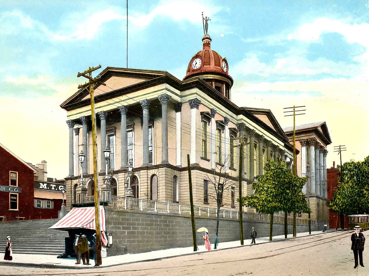 Court House, Lancaster PA in 1907 vintage print