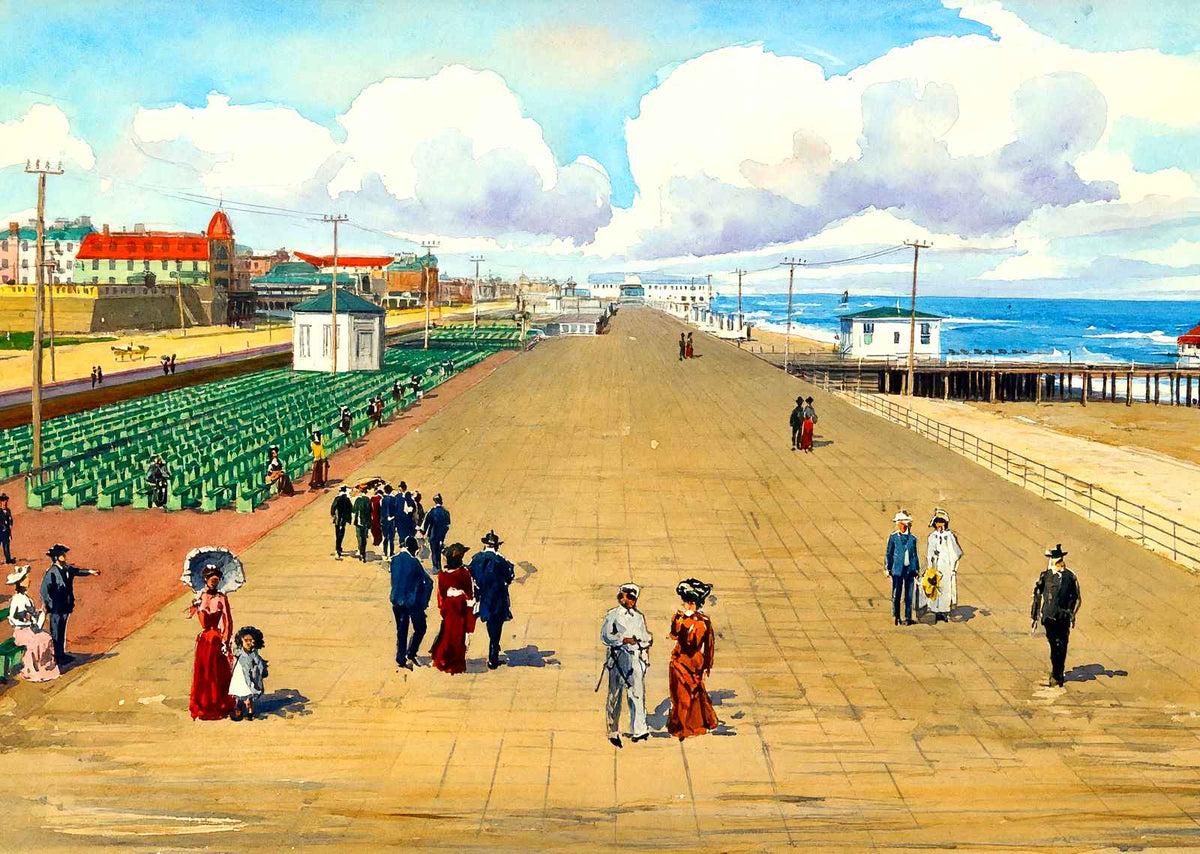 Boardwalk, Asbury Park, NJ in 1905 art print