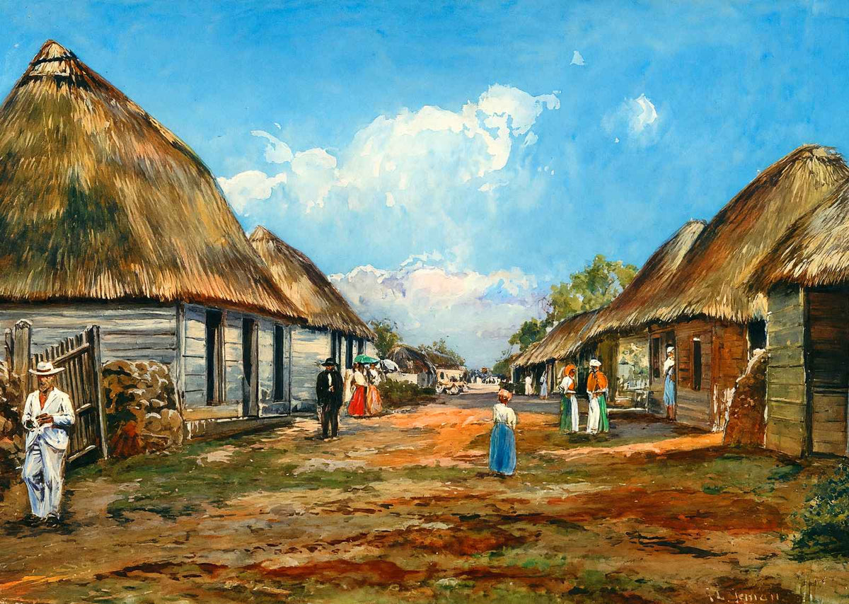 Street in a Cuban Village, Cuba in 1921 painting
