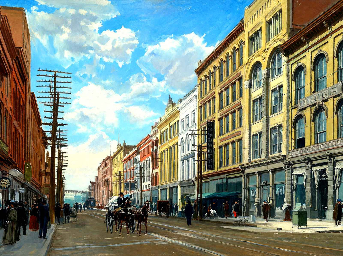 Gay Street, Knoxville, TN in 1907 art print