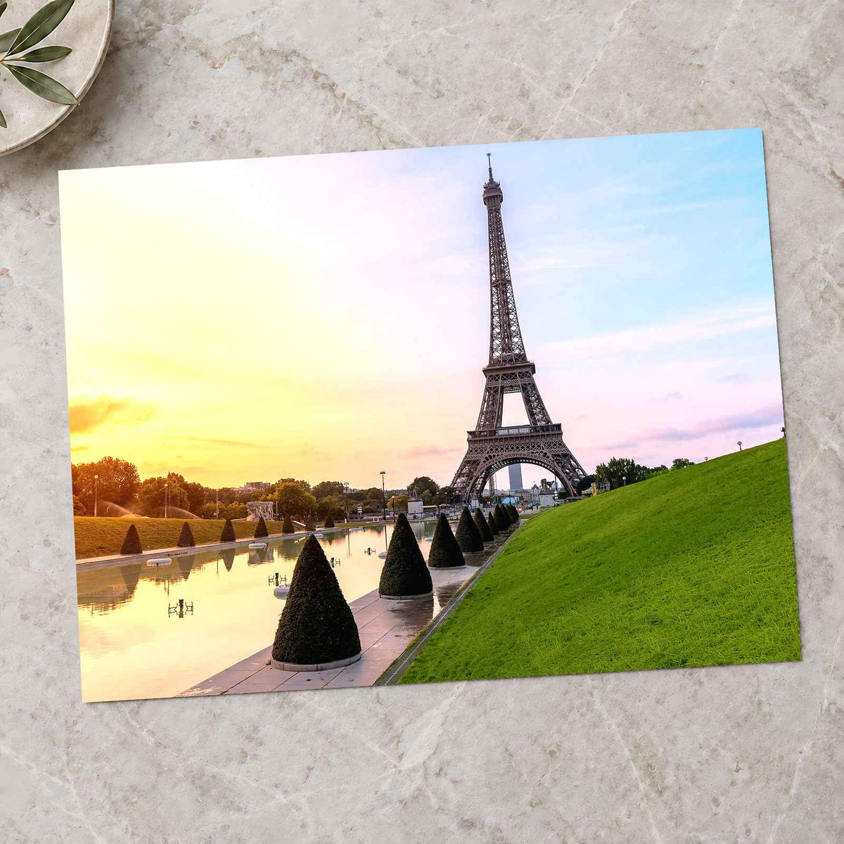 Eiffel Tower Rising Above a Reflecting Pool Photo Print Wall Decor