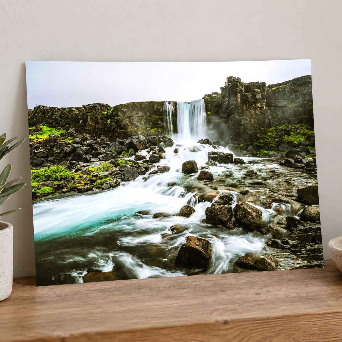 Oxararfoss Waterfall in Iceland Photo Print Wall Decor
