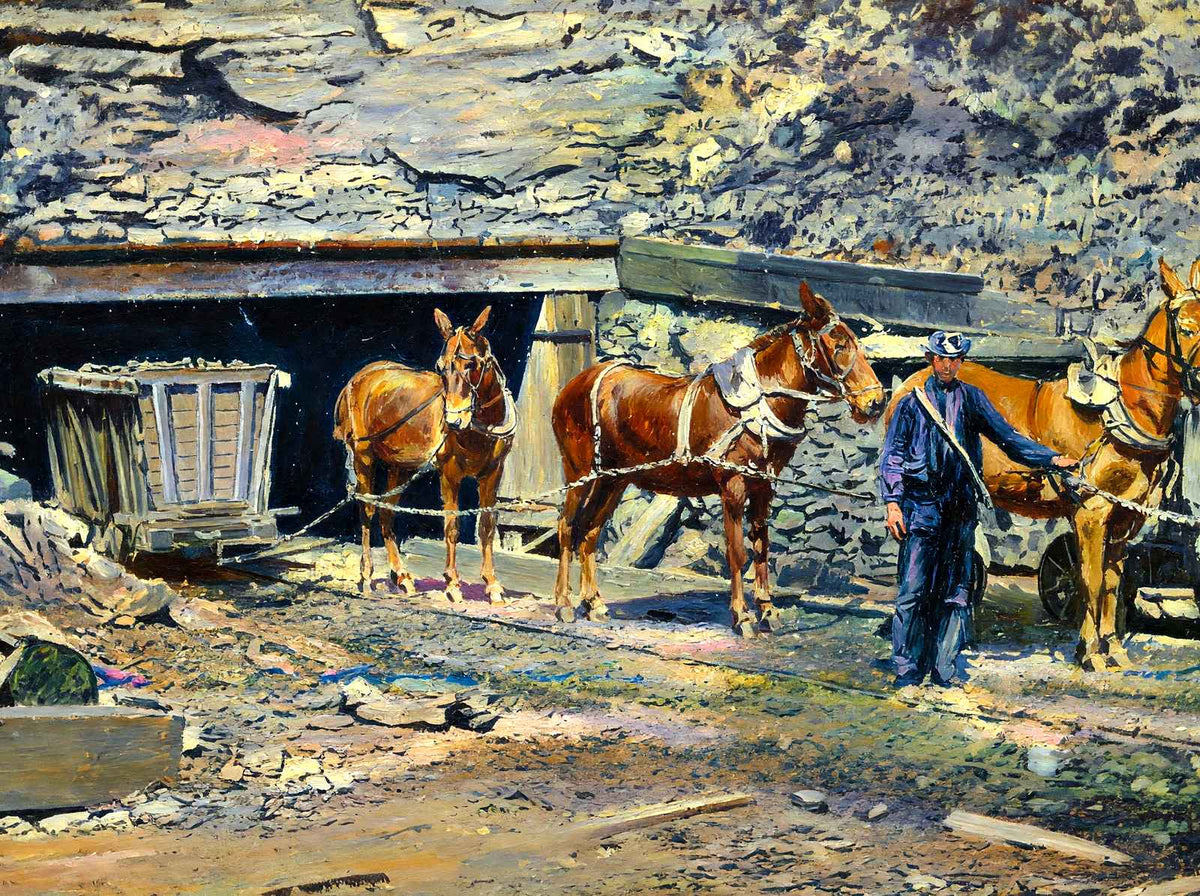Coal Mining Train Leaving the Mine in 1907 art print