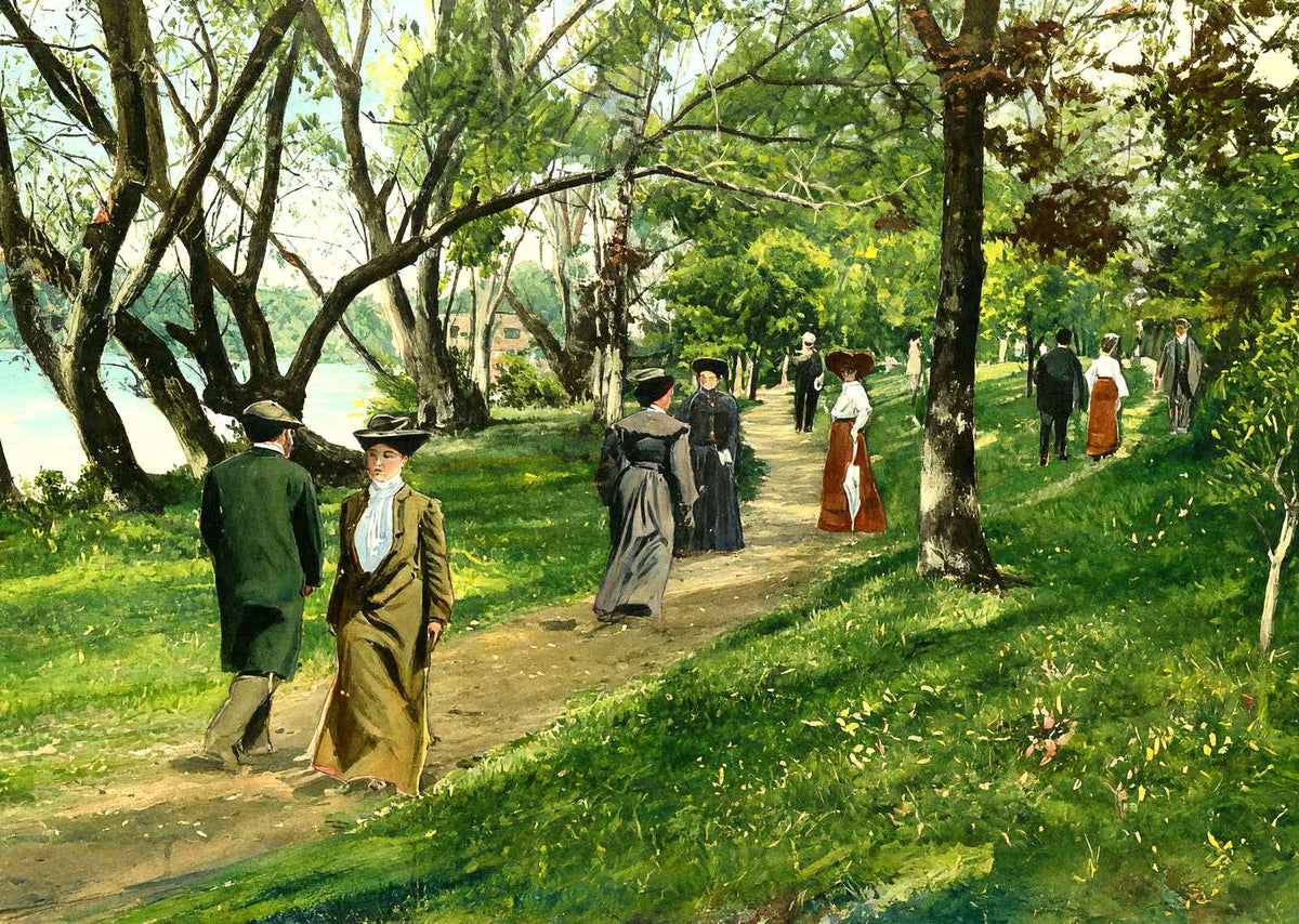 Path by the Lake, Lakewood, NJ in 1905 painting