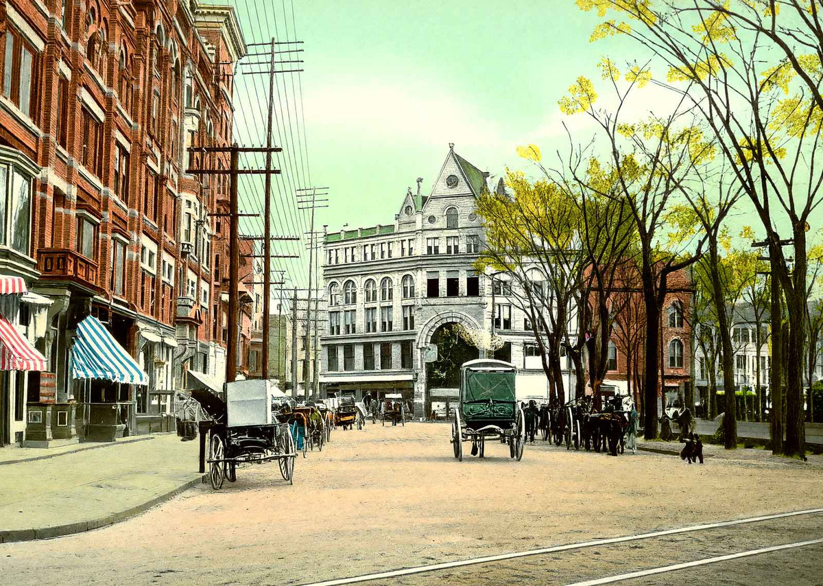 Public Square, Wilkes Barre PA in 1907 vintage print
