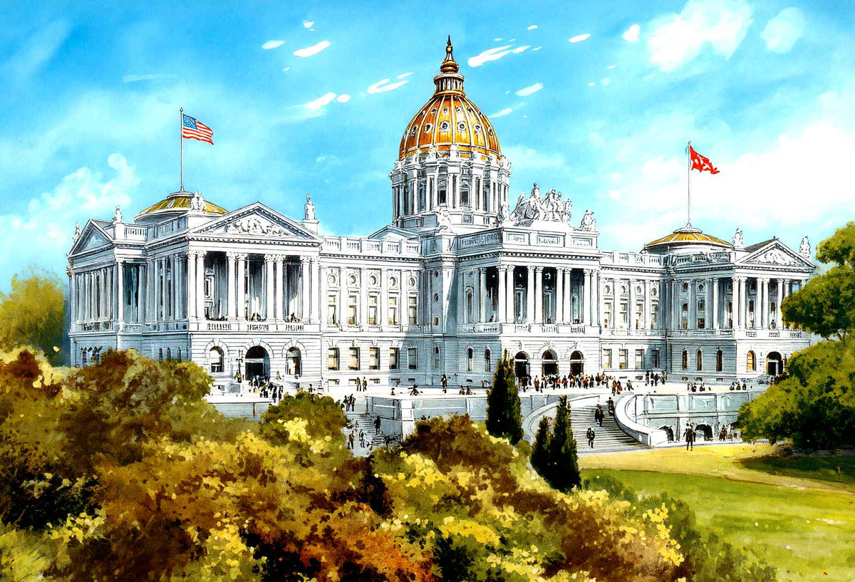 State Capitol, Harrisburg PA in 1906 vintage print