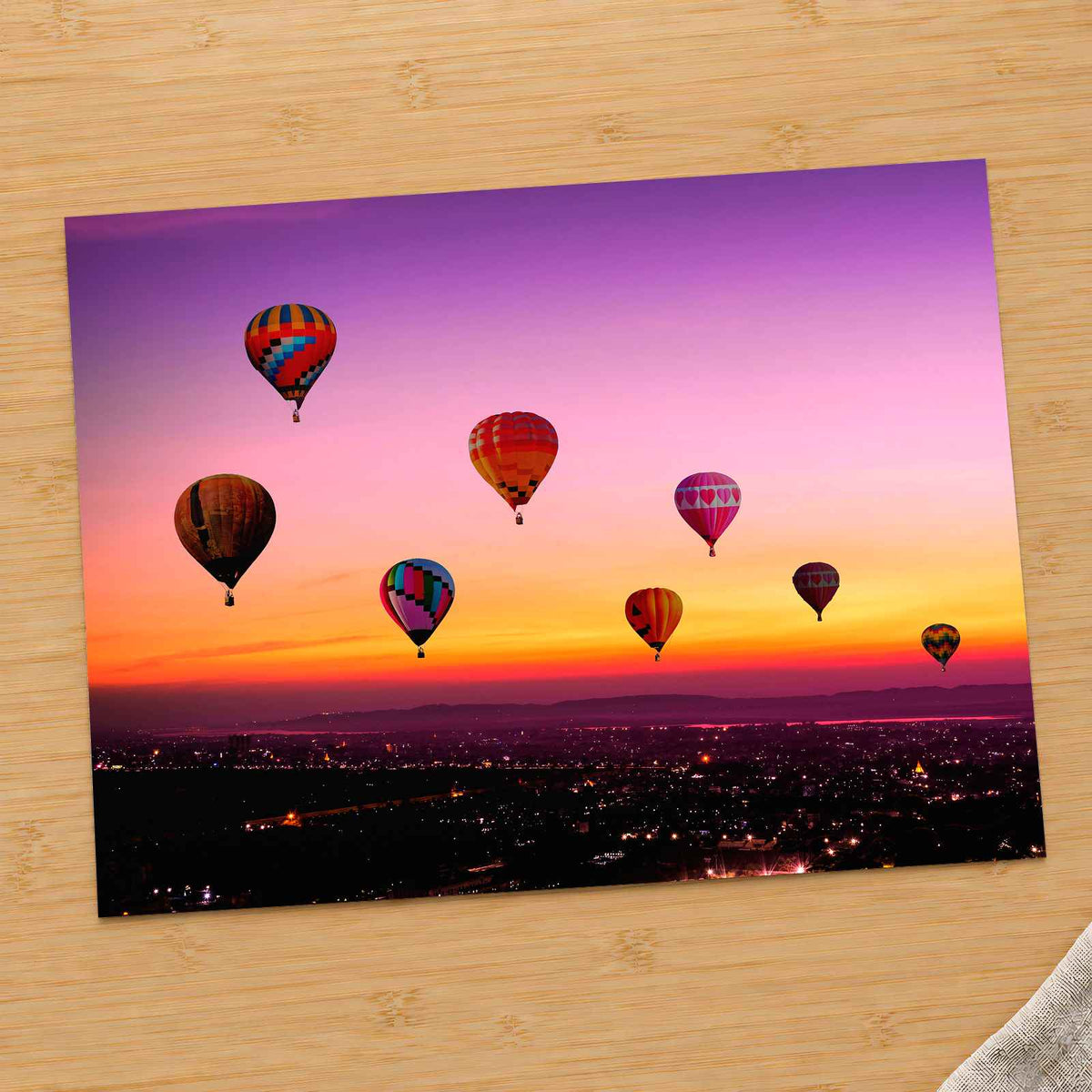 Hot Air Balloons Above a City Photo Print Wall Decor