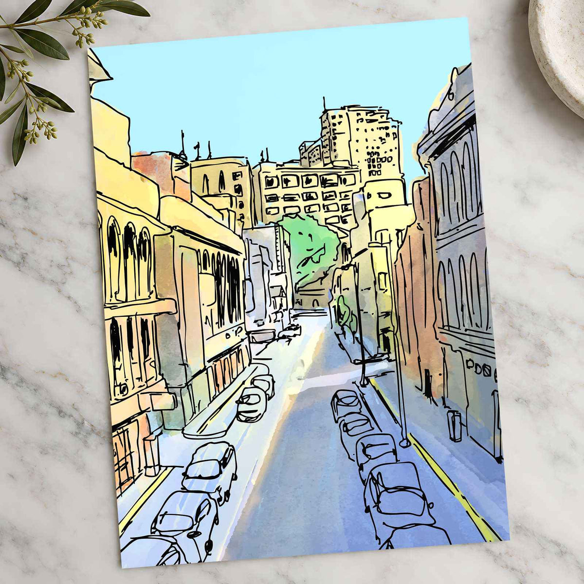 Paris Street Scene Illustration by Runend Art Art Print Wall Decor