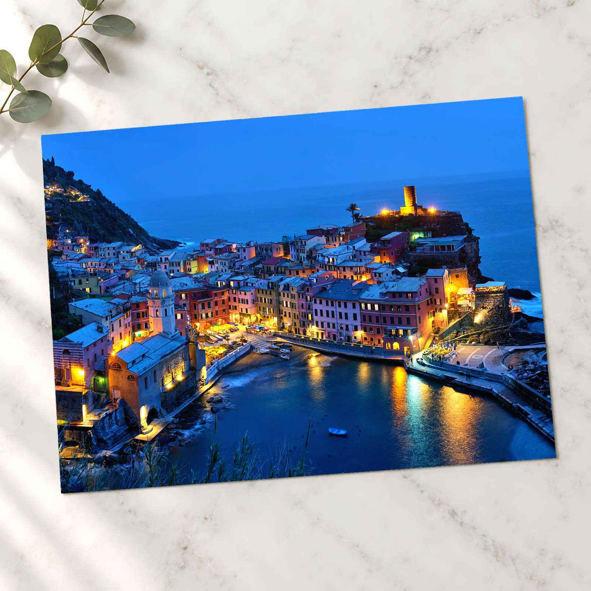 Vernazza Village at Night in Italy Photo Print Wall Decor
