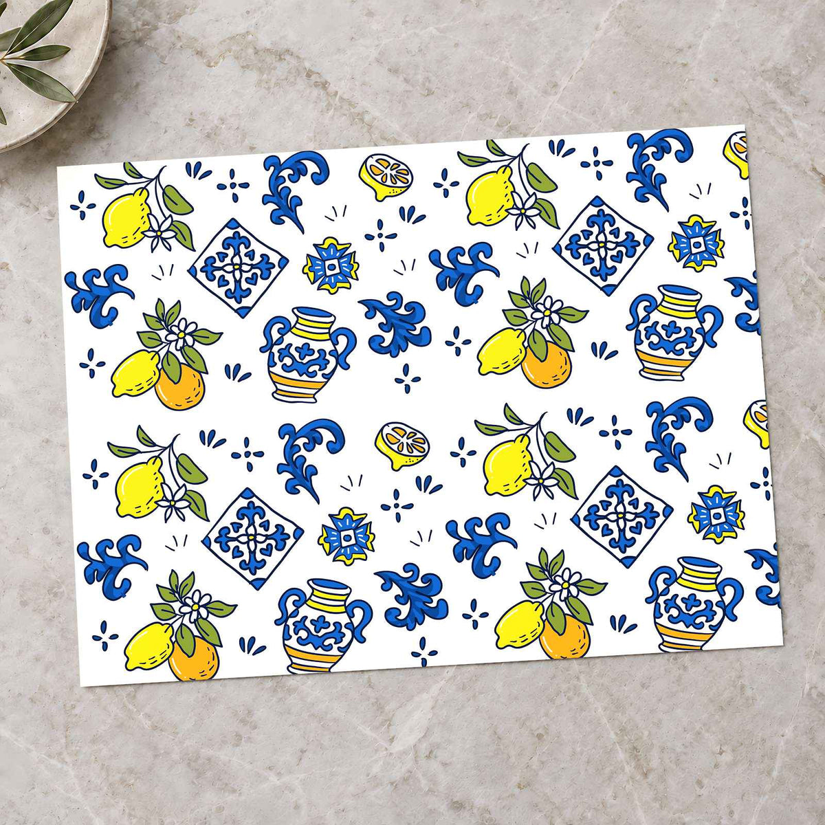 Mediterranean Pattern: Lemons, Oranges, Vases by Ian Mikraz Art Print Wall Decor
