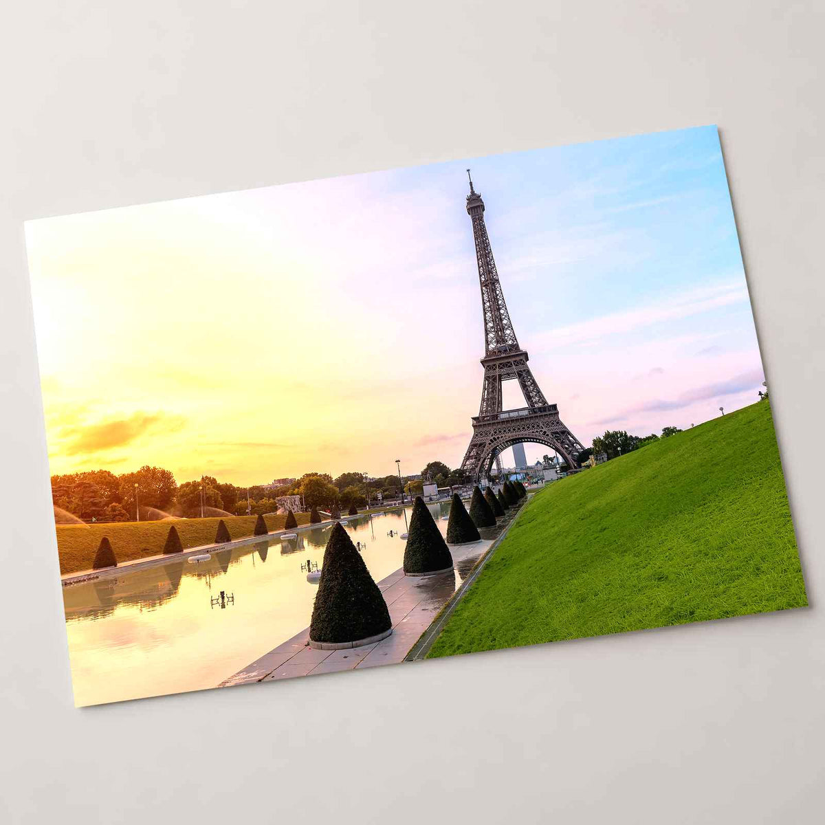 Eiffel Tower Rising Above a Reflecting Pool Photo Print Wall Decor