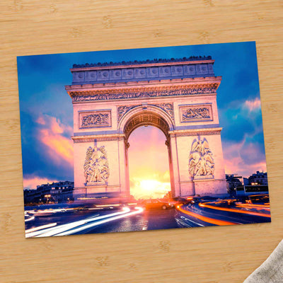 Famous Arc De Triomphe at Sunset, Paris Photo Print Wall Decor