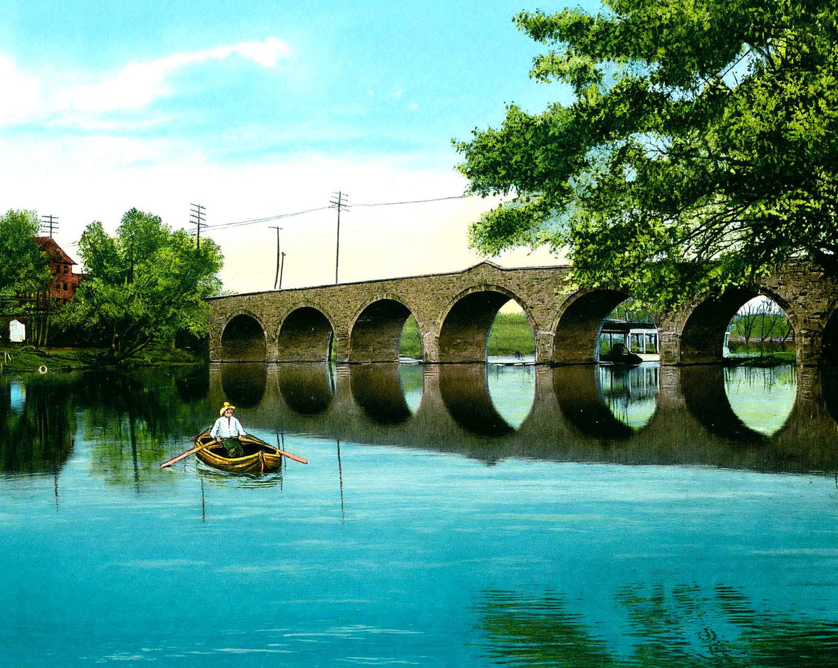 Witmer Bridge, Lancaster, PA in 1907 vintage print