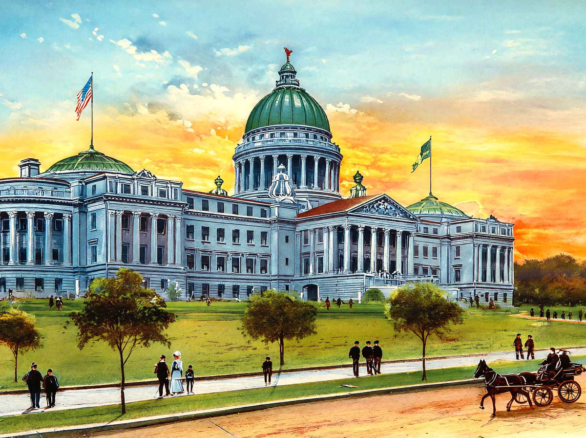 Mississippi State Capitol, Jackson, MS vintage print