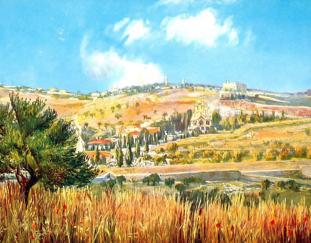 Mount of Olives, Jerusalem in 1928 vintage print