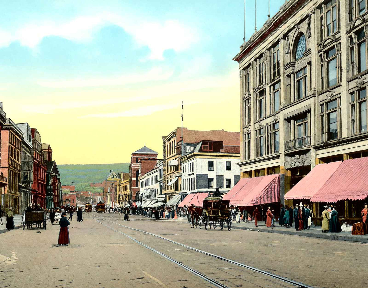 Lackawanna Avenue, Scranton, PA in 1907 vintage print