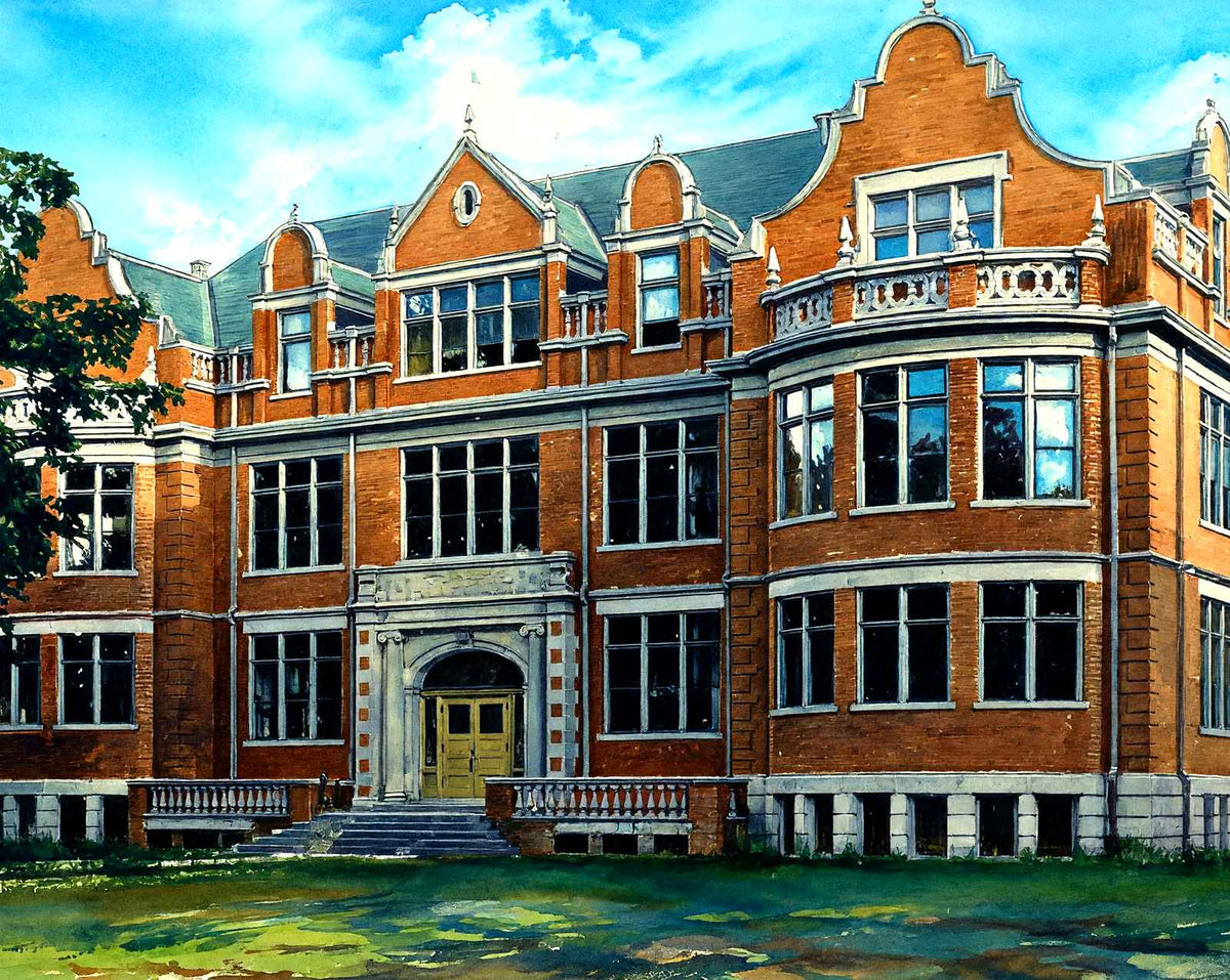 Stephenson Science Hall, Appleton, WI in 1905 painting