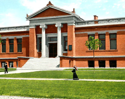 Public Library, Neenah, WI in 1908 vintage print