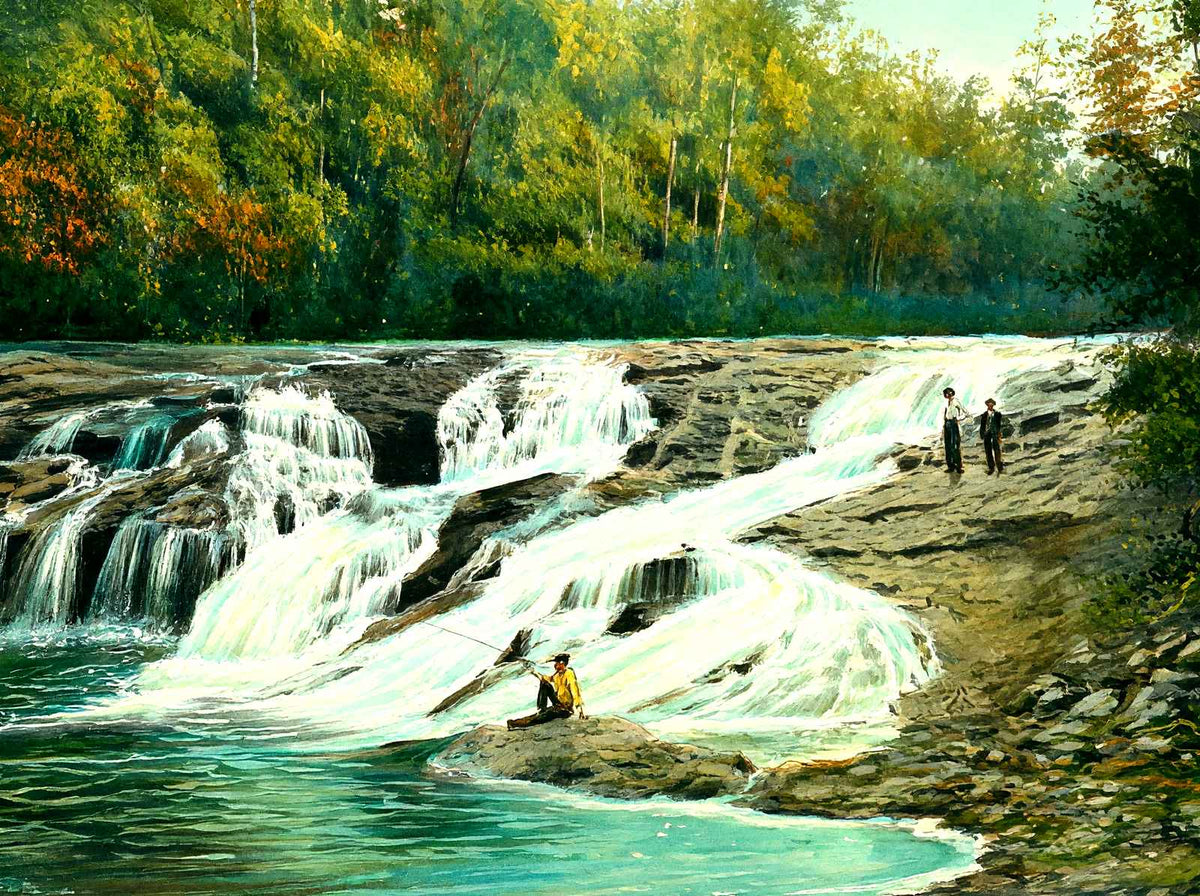 Green River Falls, Hendersonville, NC in 1907 art print