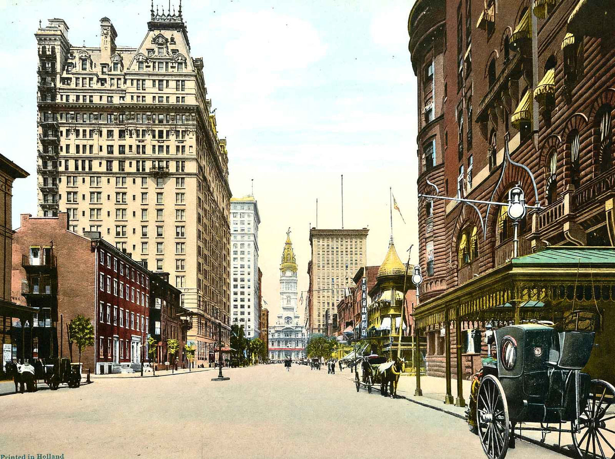 Broad St from Locust St, Philadelphia PA 1906 vintage print