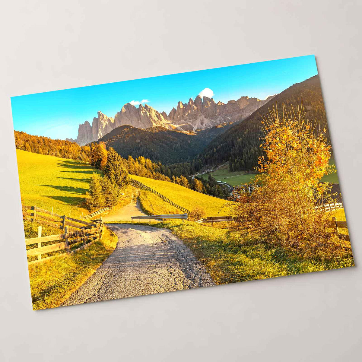 Funes Valley Autumn, Dolomites, Italy Photo Print Wall Decor