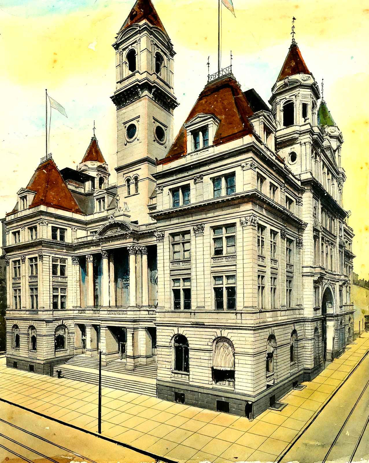 Post Office, Pittsburgh PA in 1906 art print