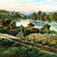 Along the French Broad River, Asheville, NC vintage print