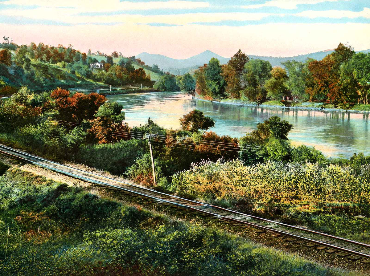 Along the French Broad River, Asheville, NC vintage print