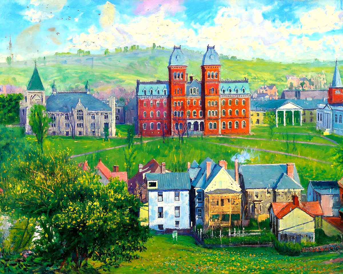 W & J College, Washington, PA in 1909 painting
