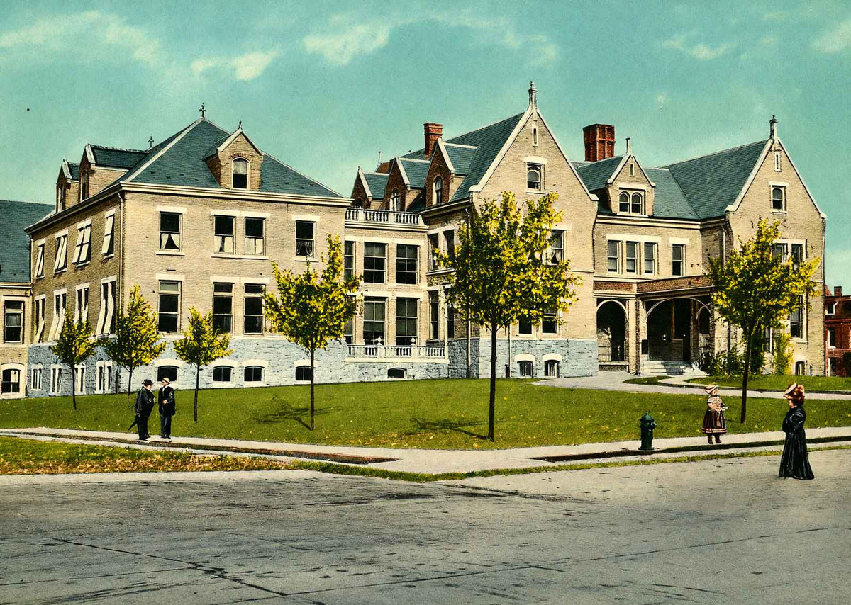 Allentown Hospital, PA in 1907 vintage print