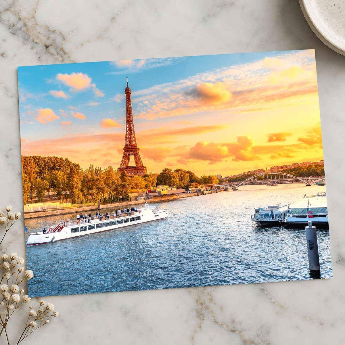 Eiffel Tower and Cruise Ship Photo Print Wall Decor
