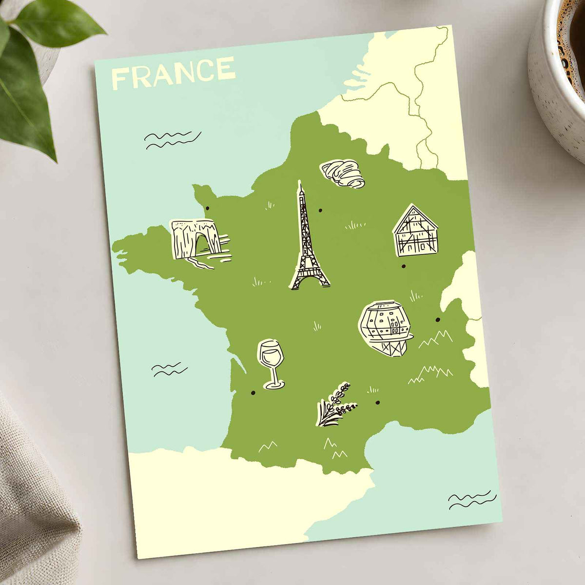 Map of France Regional Graphics by Sofia Gazarian Art Print Wall Decor