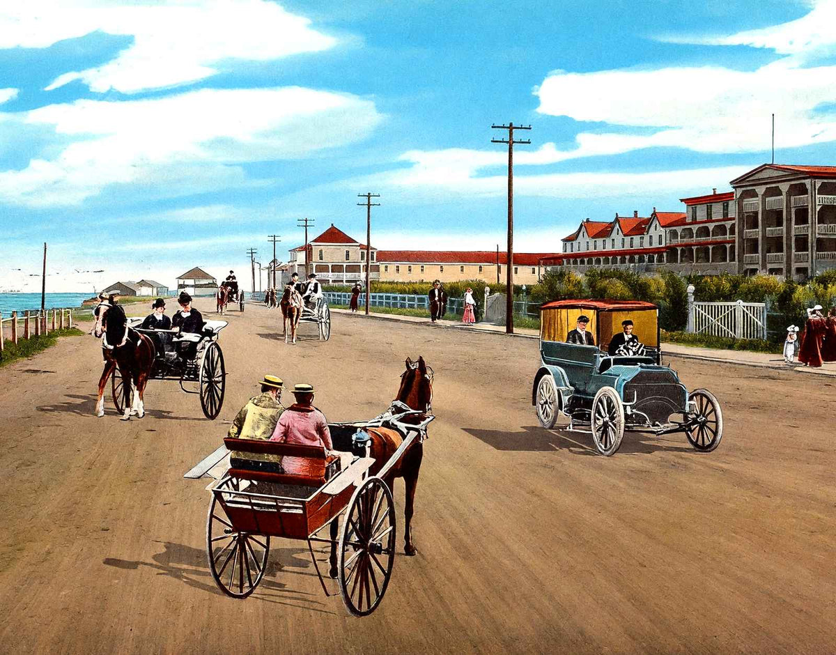 Ocean Avenue Looking West, Long Branch, NJ vintage print